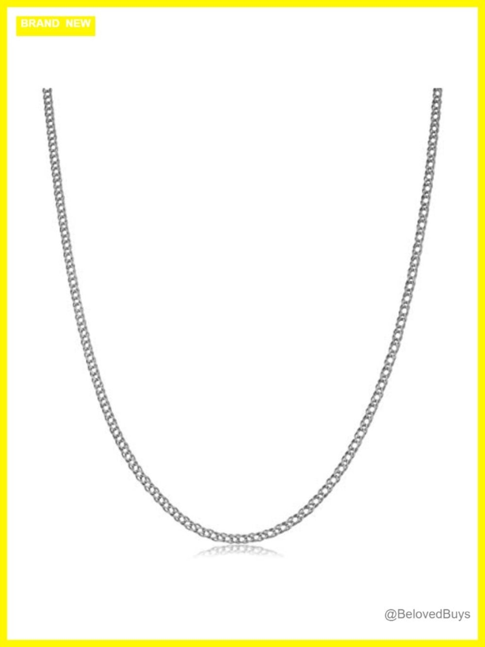 14k White Gold 2mm Diamond Weave Chain Necklace 18in Spring Ring